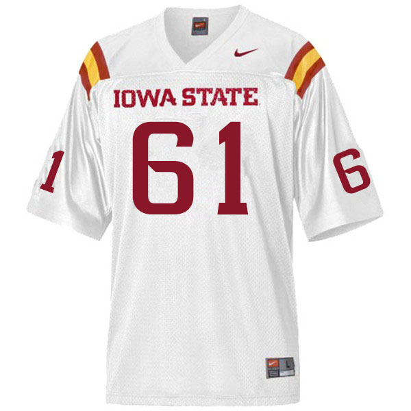 Men #61 Evan Kilstrom Iowa State Cyclones College Football Jerseys Sale-White - Click Image to Close